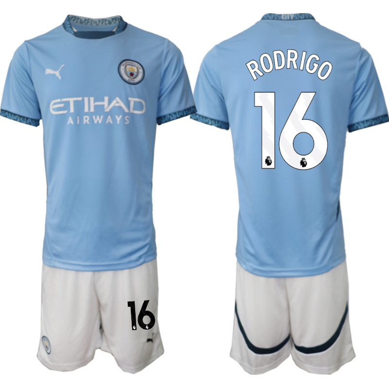 Men 2024-2025 Club Manchester City home blue #16 Soccer Jersey